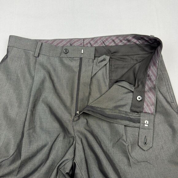 Sean John Dress Pants Mens 38x32 Metallic Gray & Black Pleated w/ Cuffs Baggy - Picture 13 of 16